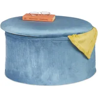Relaxdays Sitzhocker mit Stauraum, Samt, faltbar, gepolstert, Stauraumhocker rund,