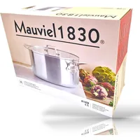 Mauviel Edelstahl Kochtopf mit Glasdeckel 24cm 5,7 Liter Mauviel