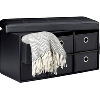 Relaxdays Sitzbank mit Stauraum 6 Fächer, HxBxT:38x76x38cm, Kunstleder faltbar,