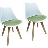 Hti-Living HTI-Living, Esszimmerstuhl Samt 2er Set Atlanta Weiß/Hellgrün