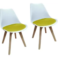 Hti-Living HTI-Living, Esszimmerstuhl Samt 2er Set Atlanta Weiß/Gelb