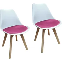 Hti-Living Esszimmerstuhl Samt 2er Set Atlanta Weiß/Pink