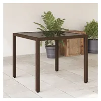 VidaXL Gartentisch mit Glasplatte Braun 90x90x75 cm Poly Rattan