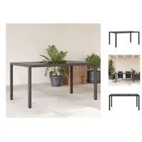 VidaXL Gartentisch mit Glasplatte Schwarz 150x90x75 cm Poly Rattan