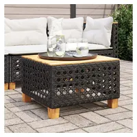 VidaXL Gartentisch Schwarz 55x55x36 cm Poly Rattan Akazienholz