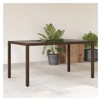 VidaXL Gartentisch mit Glasplatte Braun 150x90x75 cm Poly Rattan