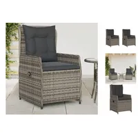 VidaXL Gartensessel 2 Stk. Verstellbar Grau Poly Rattan