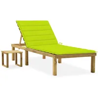 VidaXL Garten-Sonnenliege mit Tisch und Auflage Kiefer Imprägniert HellGrün