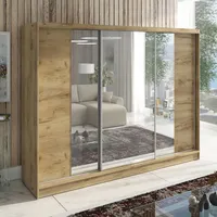 Mebloland Schwebetürenschrank VIDA 3-türiger Kleiderschrank mit 3 Spiegeln, 3
