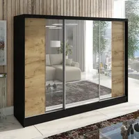 Mebloland Schwebetürenschrank VIDA 3-türiger Kleiderschrank mit 3 Spiegeln, 3