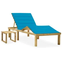VidaXL Garten-Sonnenliege mit Tisch und Auflage Blau Kiefer Imprägniert
