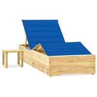 VidaXL Garten-Sonnenliege mit Tisch und Auflage Kiefer Imprägniert