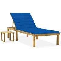 VidaXL Garten-Sonnenliege mit Tisch und Auflage Kiefer Imprägniert Königsblau