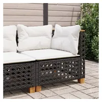 VidaXL Garten-Ecksofa mit Kissen Schwarz Poly Rattan