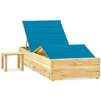 VidaXL Garten-Sonnenliege mit Tisch und Auflage Kiefer Imprägniert