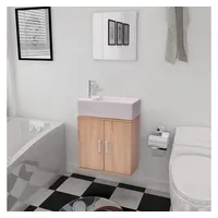 VidaXL 3-tlg. Badmöbel-Set mit Waschbecken Beige