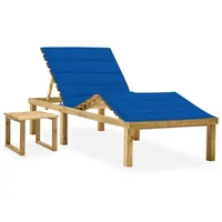 Furnicato Garten-Sonnenliege mit Tisch und Auflage Kiefer Imprägniert,