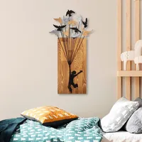 Wallity Elegant Decorative Wooden Wall Accessory, Walnut & Black,
