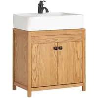 SoBuy Waschbeckenunterschrank mit 2 Türen Holzfarbe 60x35x60cm Modern