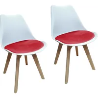 Hti-Living HTI-Living, Esszimmerstuhl Samt 2er Set Atlanta Weiß/Rot