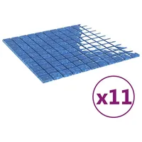 VidaXL Mosaikfliesen 11 Stk. Blau 30x30 cm Glas