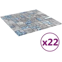 VidaXL Mosaikfliesen 22 Stk. Grau Blau 30x30 cm Glas