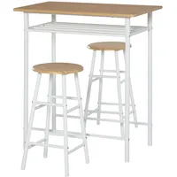 Homcom Bartisch-Set, Weiß, Kunststoff, 50x90x80 cm, Essen - Trinken,