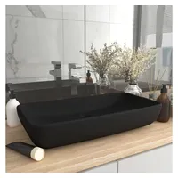 VidaXL Luxus-Waschbecken Rechteckig Matt Schwarz 71x38 cm Keramik