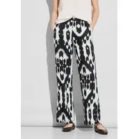 STREET ONE Damen Leinenhose mit Print Black,36W/30L