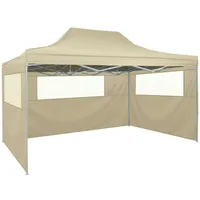 VidaXL Profi-Partyzelt Faltbar mit 3 Seitenwänden 3×4m Stahl Creme