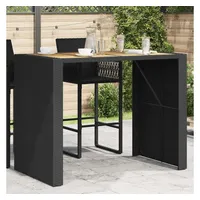 VidaXL Garten-Bartisch mit Holzplatte Schwarz 145x80x110 cm Polyrattan