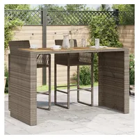 VidaXL Garten-Bartisch mit Holzplatte Grau 185x80x110 cm Polyrattan
