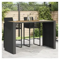 VidaXL Garten-Bartisch mit Holzplatte Schwarz 185x80x110 cm Polyrattan