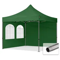 TOOLPORT 3x3m Stahl Faltpavillon, inkl. 2 Seitenteile, dunkelgrün