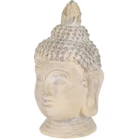 ECD Germany Buddha Figur 55 cm Beige/Grau, Kunststein Polyresin