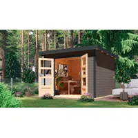Karibu Gartenhaus KARIBU ""Plutino B"", grau (terragrau, anthrazit), Holz,
