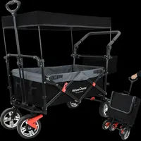Deluxe4home deluxe4home® Bollerwagen Transportwagen faltbar mit Dach Schwarz/Grau