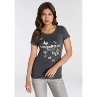 KangaROOS T-Shirt, Kurzarm, körpernahe Passform, aus Rippware KangaROOS dunkelgrau-bunt