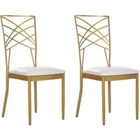 Beliani Esszimmerstuhl Kunstleder Gold/Weiß 2er Set