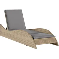 VidaXL Sonnenliege mit Auflage Beige 60x205x73 cm Poly Rattan
