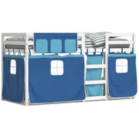 VidaXL Etagenbett mit Vorhängen Blau 90x190 cm Massivholz Kiefer