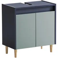 Schildmeyer Waschbeckenunterschrank Lovis 157032, Nachtblau / Taubenblau, 56,9 x