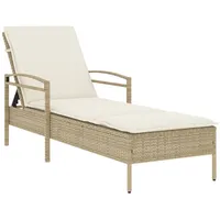 VidaXL Sonnenliege mit Auflage Beige 63x200x81 cm Poly Rattan