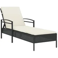 VidaXL Sonnenliege mit Auflage Schwarz 63x200x81 cm Poly Rattan