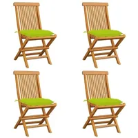 VidaXL Gartenstühle mit Hellgrünen Kissen 4 Stk. Massivholz Teak