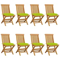 VidaXL Gartenstühle mit Hellgrünen Kissen 8 Stk. Massivholz Teak
