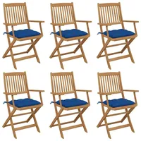 VidaXL Klappbare Gartenstühle 6 Stk. mit Kissen Massivholz Akazie