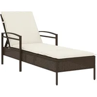 VidaXL Sonnenliege mit Auflage Braun 63x200x81 cm Poly Rattan