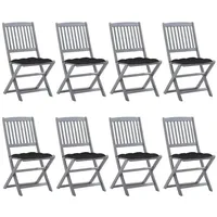 VidaXL Klappbare Gartenstühle 8 Stk. mit Kissen Massivholz Akazie