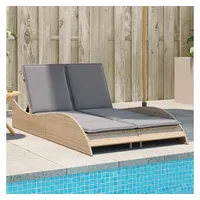 VidaXL Sonnenliege mit Auflagen Beige 114x205x73 cm Poly Rattan
